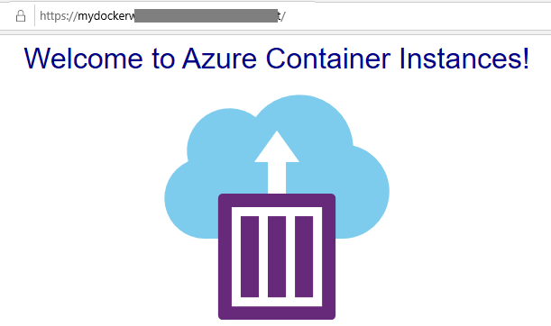 Azure 컨테이너 인스턴스 페이지가 출력된 스크린 샷